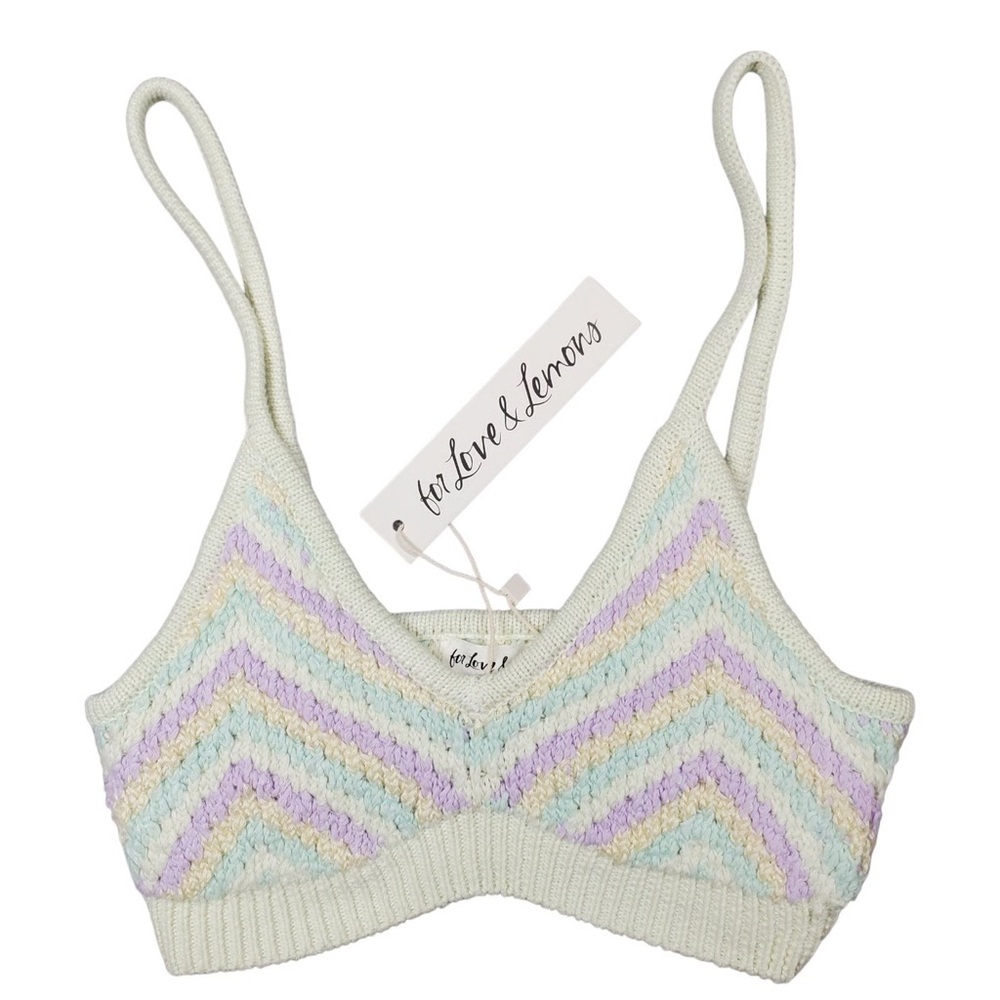 NWT- For Love And Lemons Chevron Knit Bralette, Sz Med